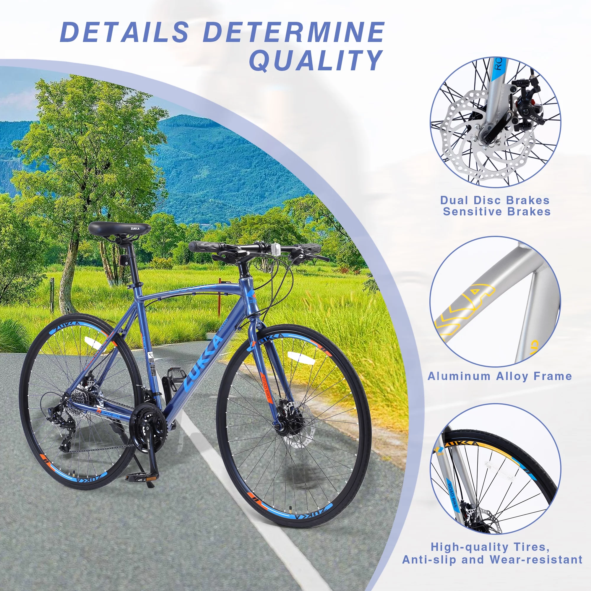 24in Hybrid Road Bike 24 Speed Disc Brakes Lightweight Frame City Commuter Bike for Men/Women