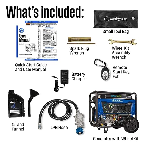Westinghouse 12500 Peak Watt Tri-Fuel Home Backup Portable Generator, Remote Electric Start, Transfer Switch Ready, Gas, Propane