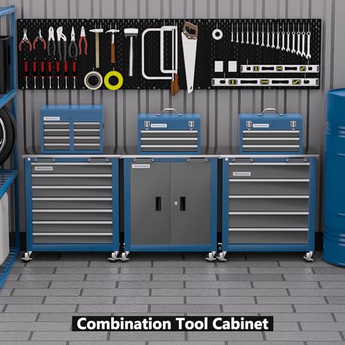 7-Drawer Rolling Toolbox,Tool Box with 360° Lockable Wheels and Padded Feet,Tool Chest with Keyed Locking System and Drawer Liners