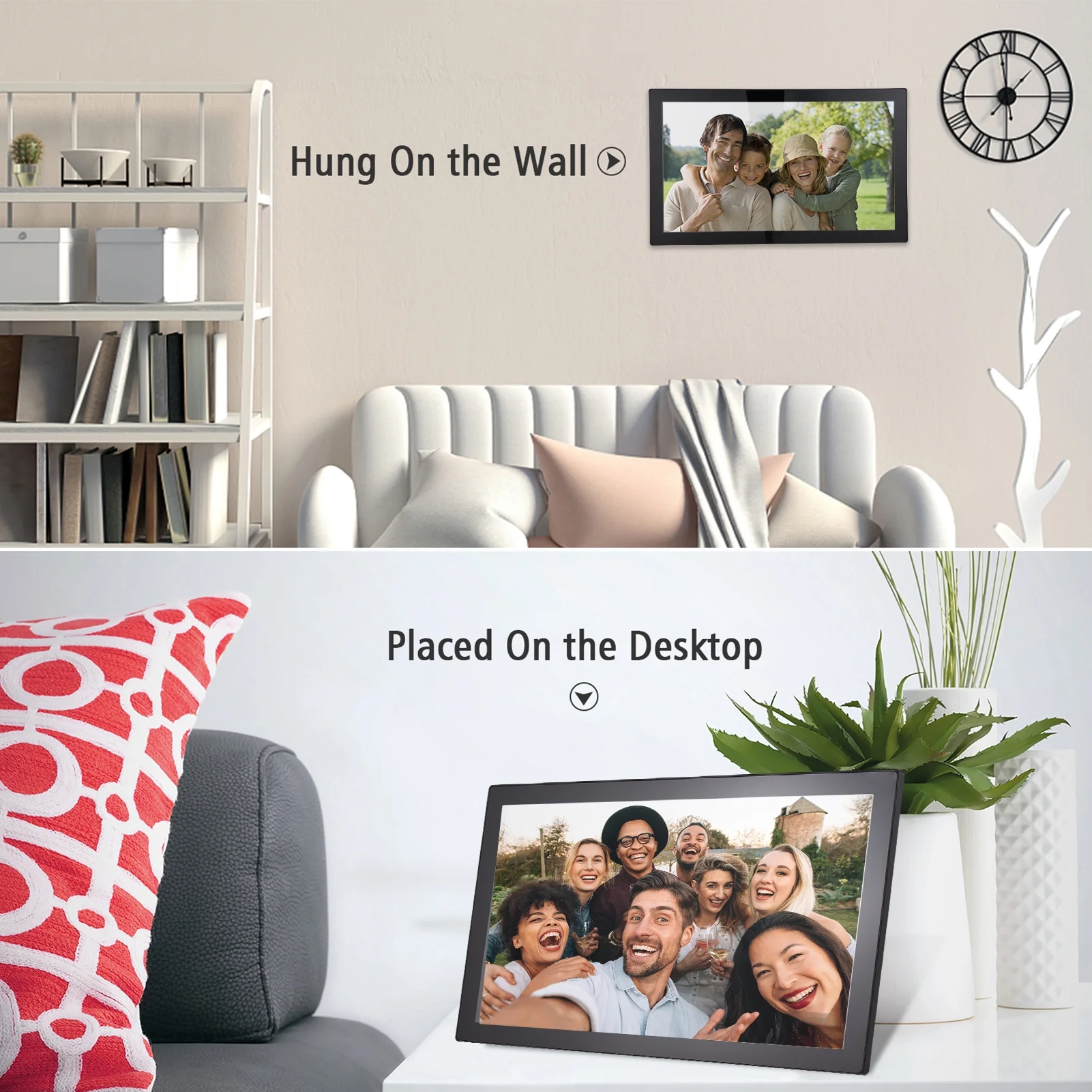 Dcenta 21.5-Inch WiFi Digital Picture Frame with Cloud Storage, IPS Screen, and APP Control, Share Photos Instantly