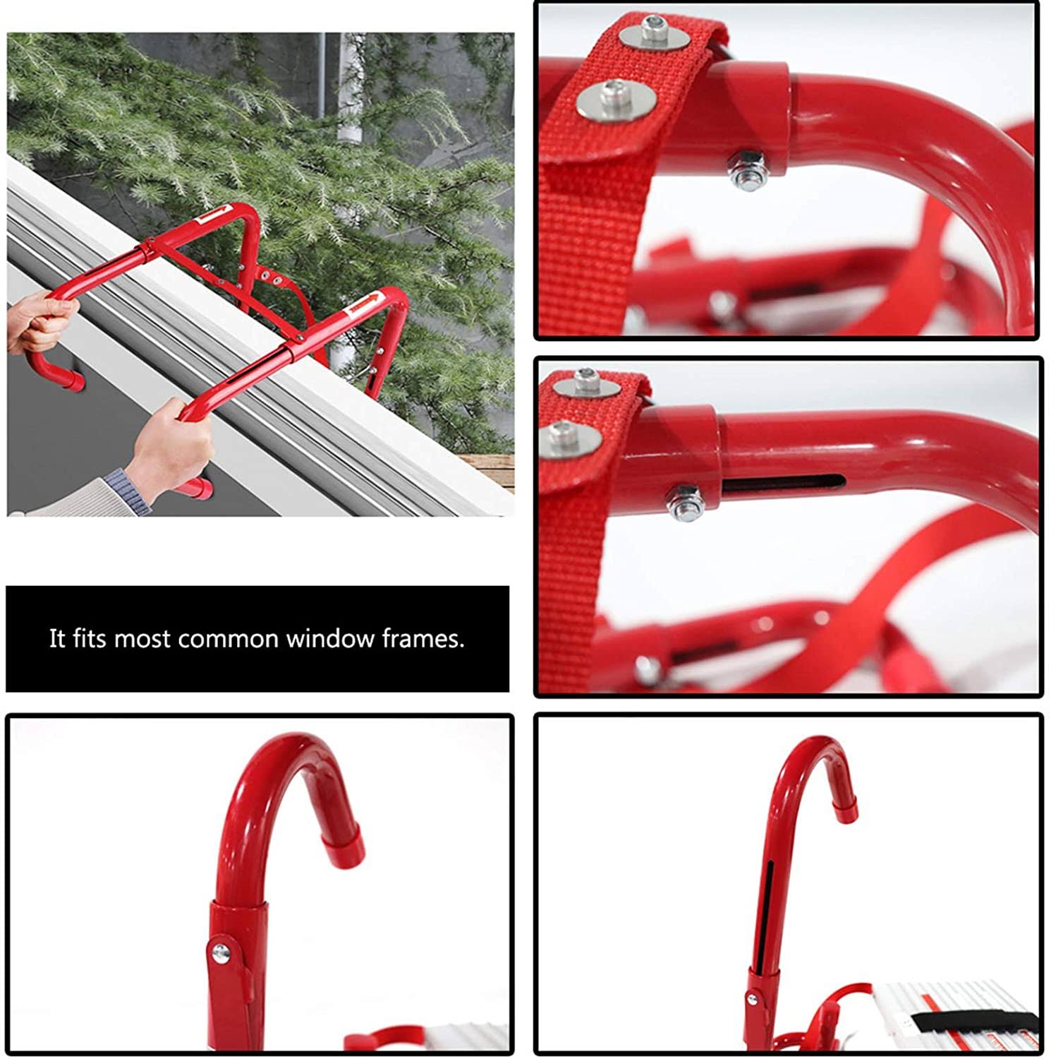 Emergency Fire Escape Ladder, Portable Ladder with Anti-Slip Rungs and Wide Step