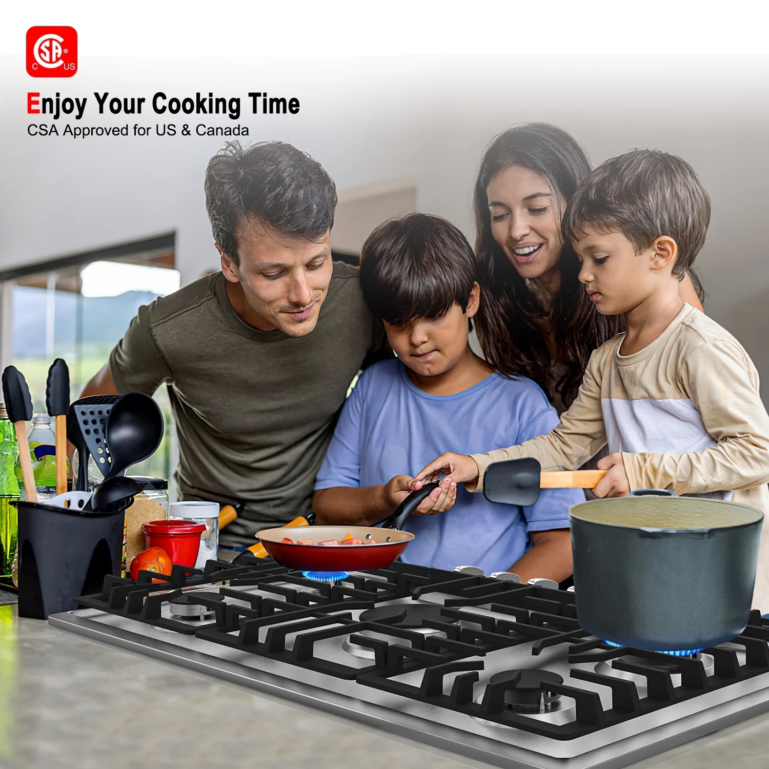 Gasland Chef 36 in. NG/LPG Convertible Gas Cooktop in Stainless Steel with 5 Burners