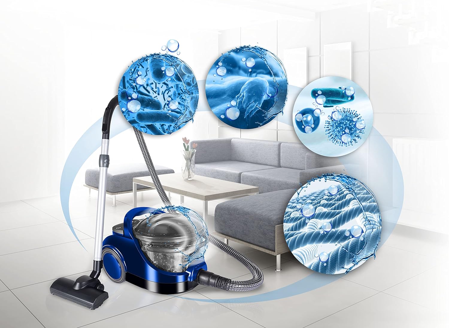 Koblenz Acquapur Canister Vacuum Cleaner - Vacuum Cleaner &ndash; Water Filtration, 5-Level Filtration, Bagless Canister Vacuum Cleaner
