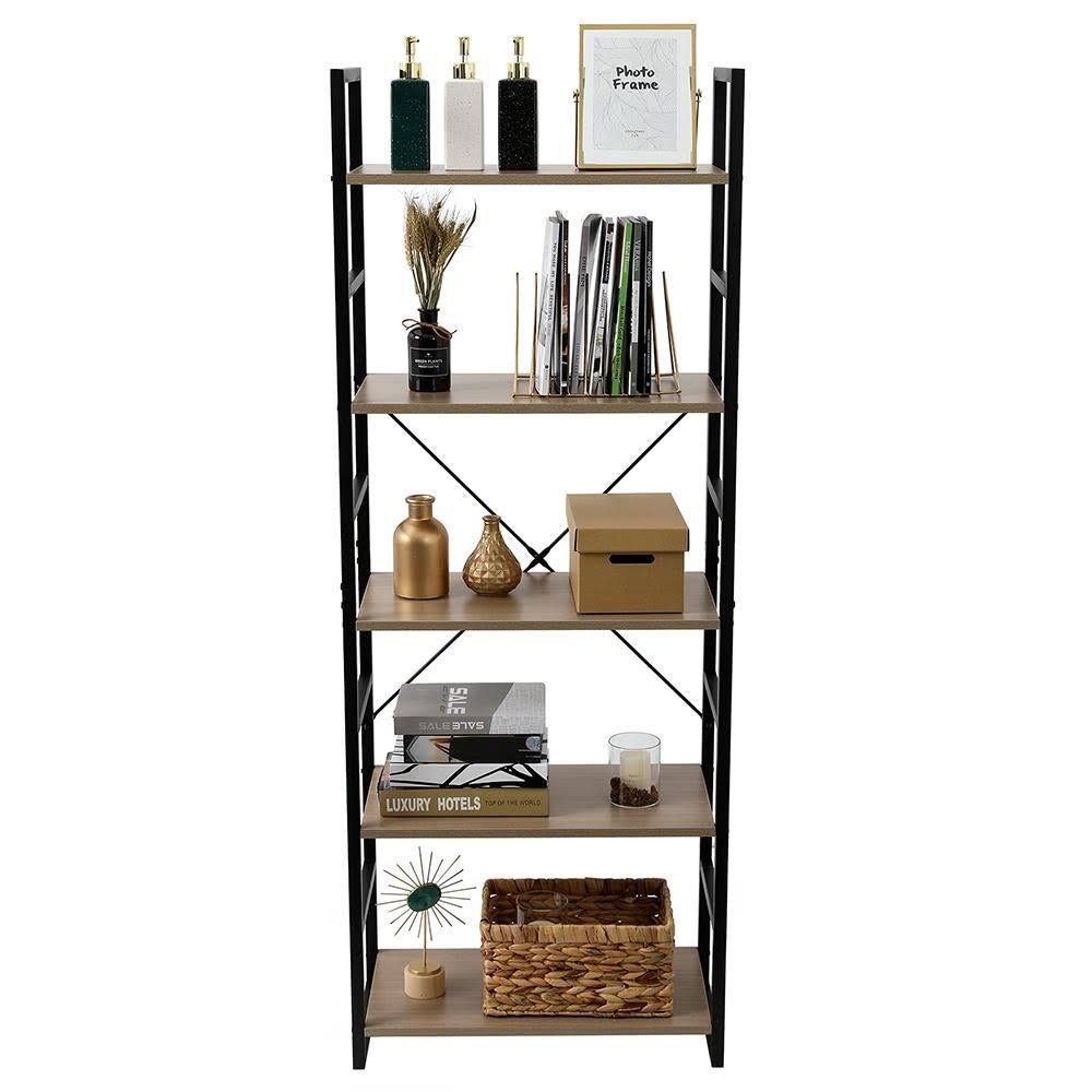 4 / 5 Tier Bookcase Shelf Storage Organizer Wood and Metal Bookshelf - 4 Tier