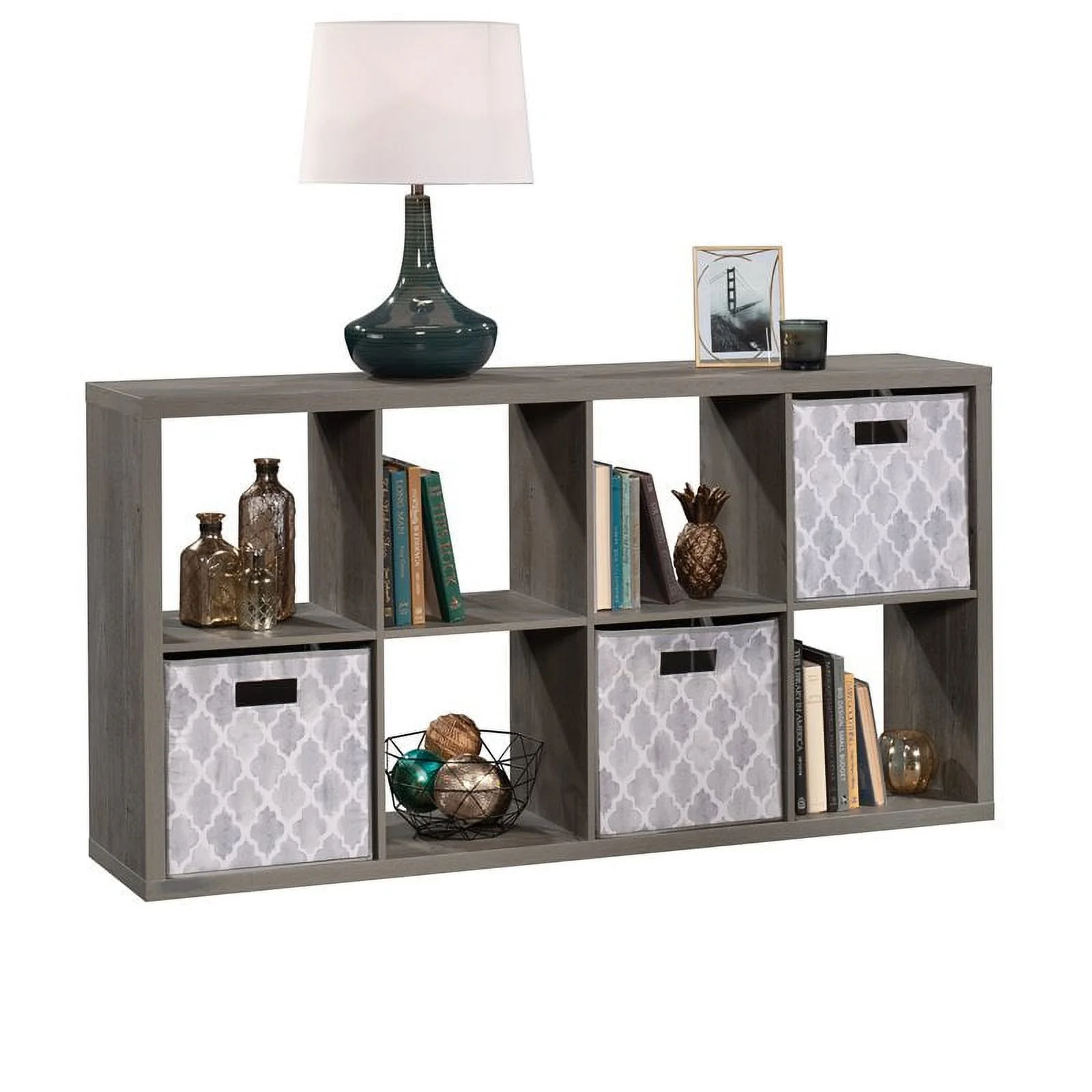 Sauder 8-Cube Organizer Storage Bookshelf, Mystic Oak Finish