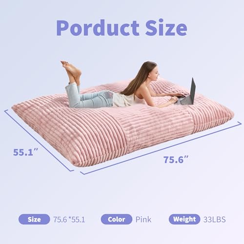 Hobestluk 3 in 1 Bean Bag Chair Giant Bean Bag Chairs Convertible Bean Bag Floor Cushion with Machine Washable Cover