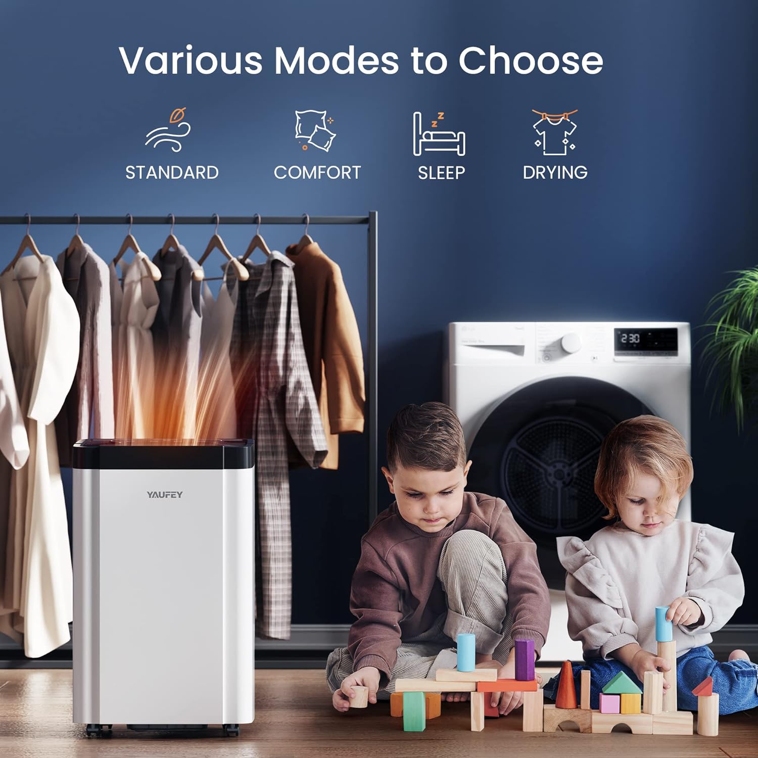 Yaufey 60 Pints Dehumidifier for Home and Basement Cover Spaces up to 5,000 Sq. Ft