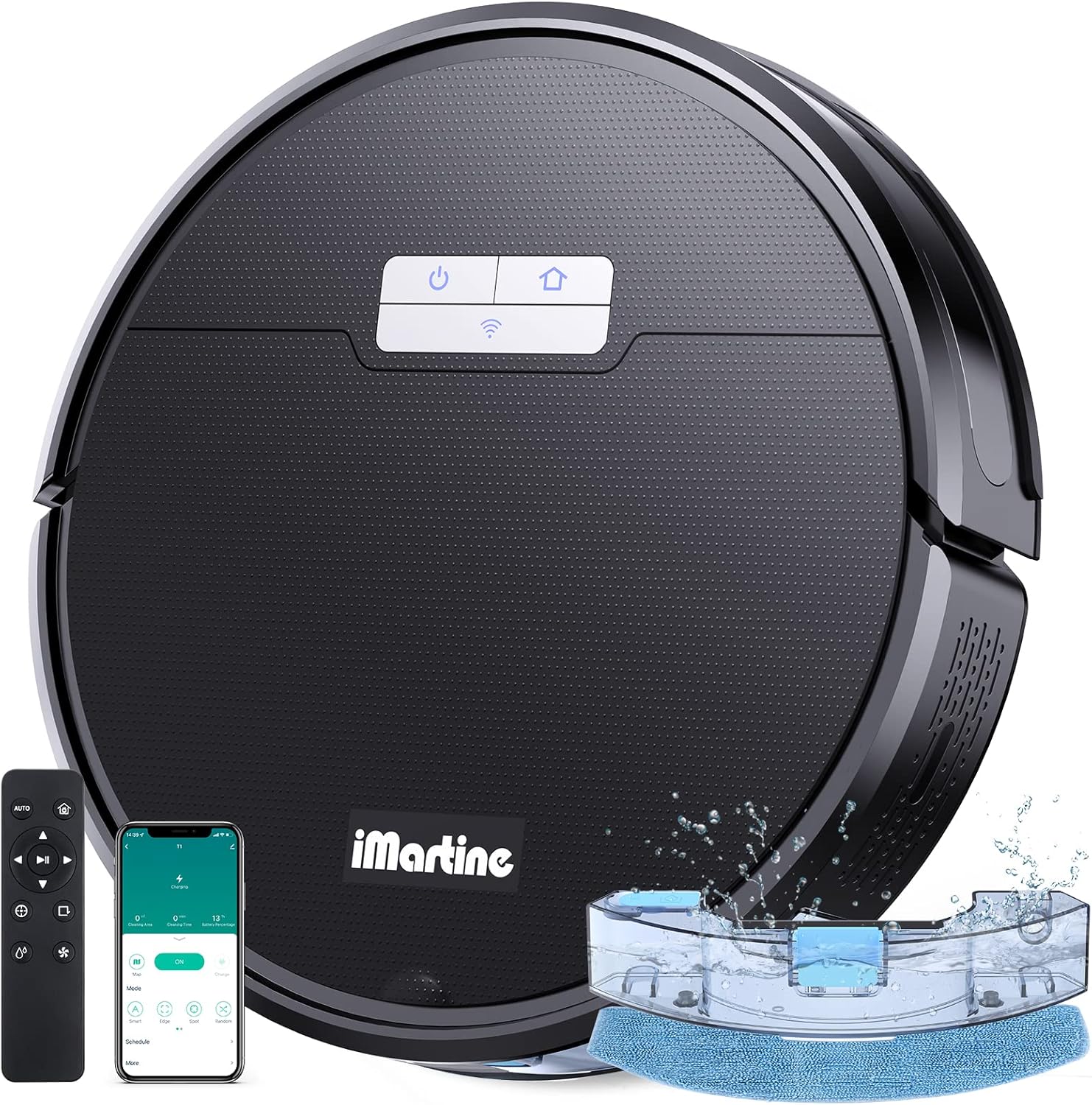 iMartine Robot Vacuum and Mop Cleaner APP&Remote Control, Wi-Fi, Compatible with Alexa and Self-Charging, Ideal for Carpet, Hard Floors