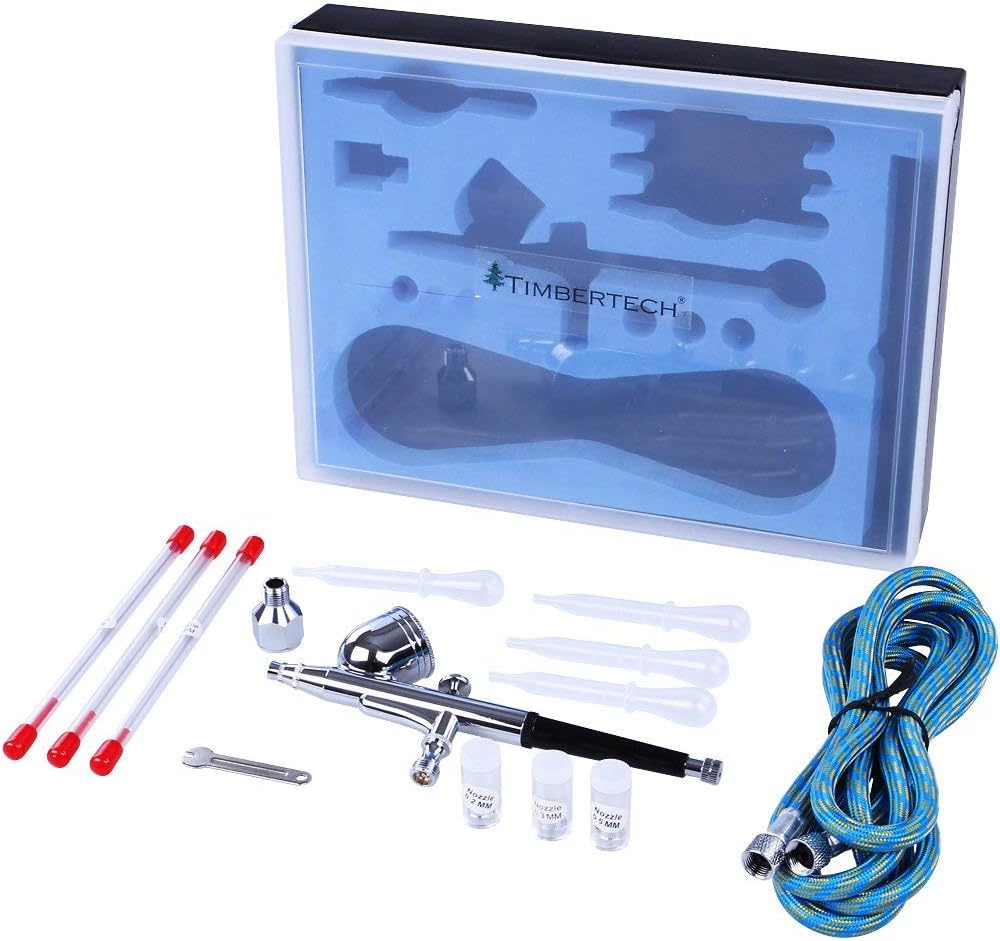 TIMBERTECH Precision Airbrush Professional Dual Action Airbrush ABPST01 with 1/8&rsquo;&rsquo;-1/4&rsquo;&rsquo; Adapter, 6ft Airbrush Hose