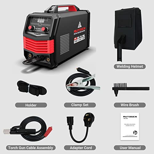 AUTOGEN 200A MIG Welding Machine, 4 in 1 Flux Gas/Gasless/Lift/ARC/TIG Welding Machine, 110V/220V Dual Voltage Stick Welder