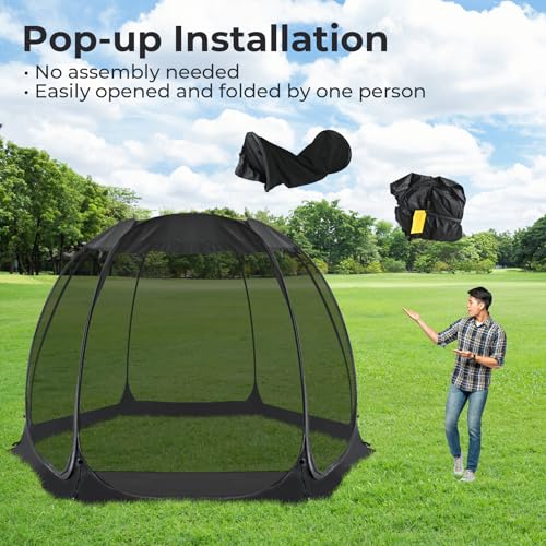 Alvantor Screen House Gazebo, 6-10-15 Person Pop Up Igloo Screened Canopy Tent with Mosquito Netting Sides