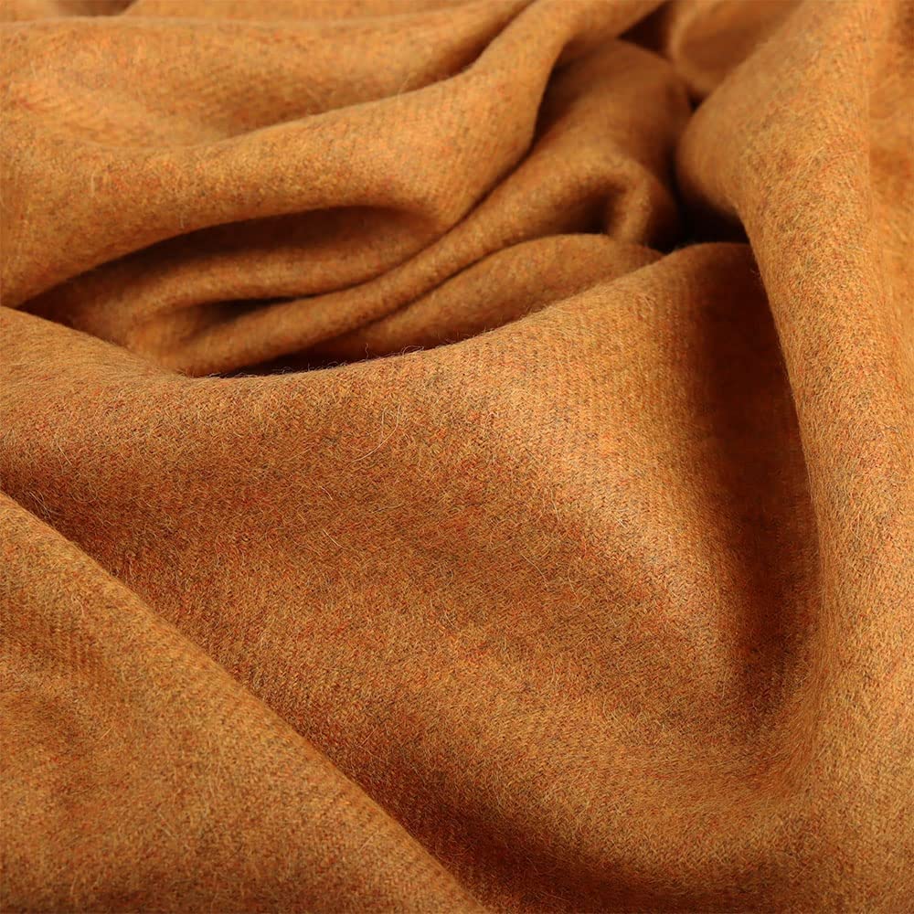 100% Baby Alpaca Wool Blanket Throw Solid Color Design for Bed Couch Sofa Soft Warm Peruvian Alpaca Wool Blankets 72" x 52" (Amber)