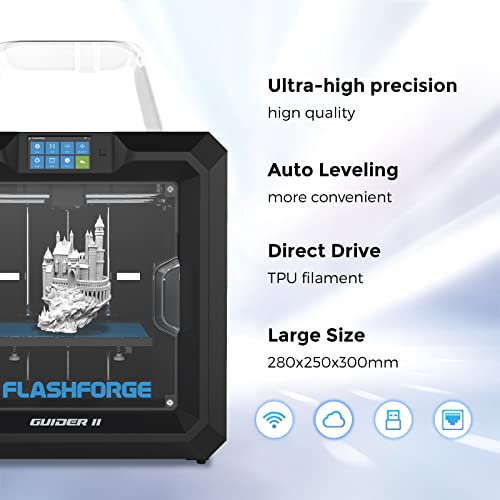 FLASHFORGE Guider IIS 3D Printer Auto Leveling with High Temperature Nozzle Large 3D Printer Built-in HD Camera