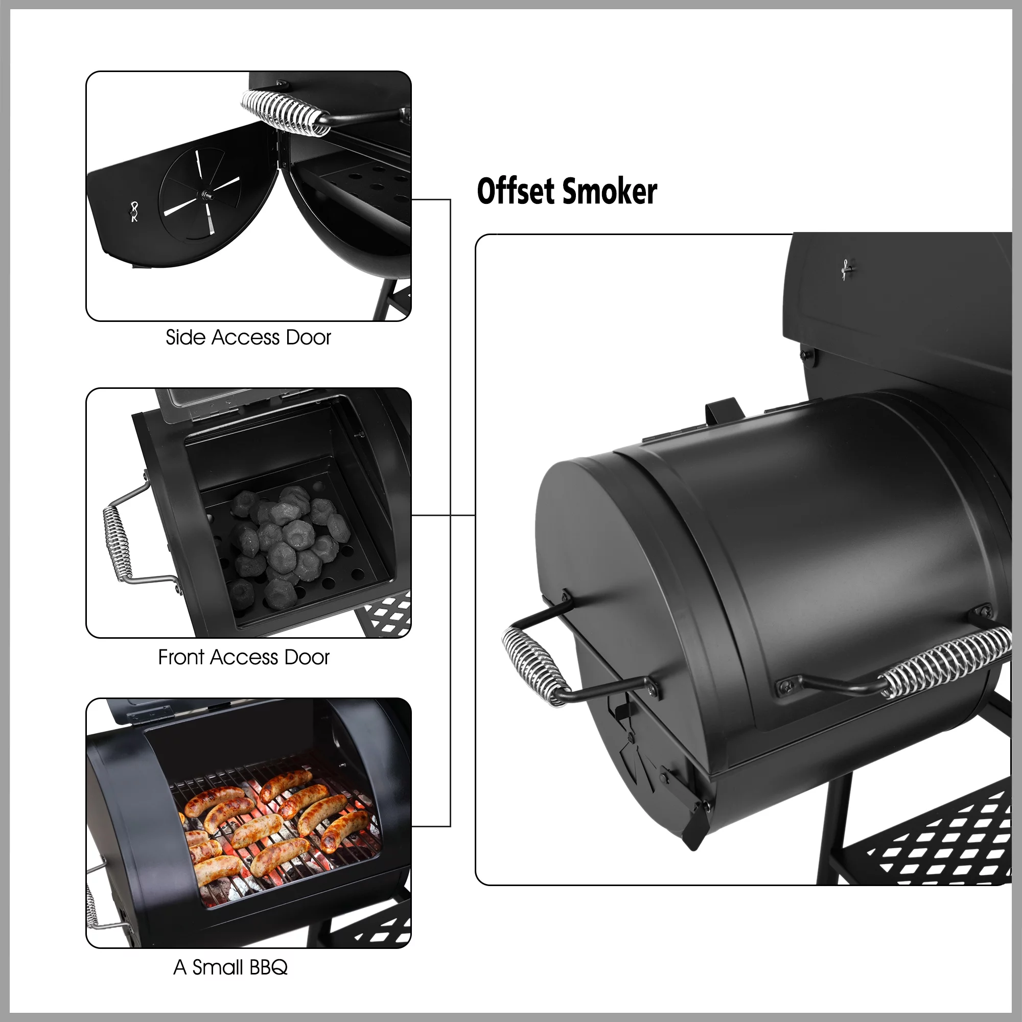 Royal Gourmet 30" CC1830FG, Charcoal Grill with Offset Smoker with High Heat-Resistant BBQ Gloves
