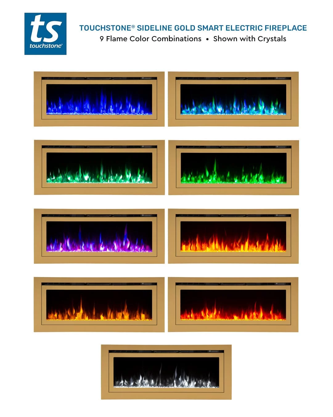 The Sideline Deluxe Gold 50" 86275 Recessed Smart Electric Fireplace