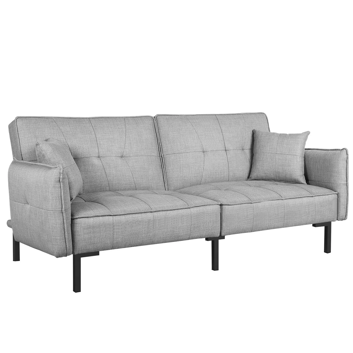 FDW 78" Futon Convertible Memory Foam Sofa for Living Room,Gray