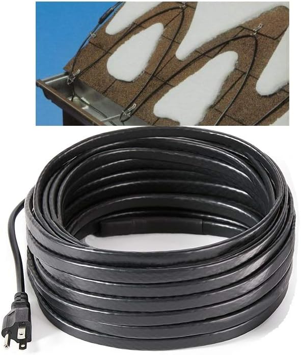 H&G lifestyles Roof Snow De-Icing Heating Cable Self-Regulating-Plug-in Ready Heat Cable 60 feet 8 Watts Per Foot