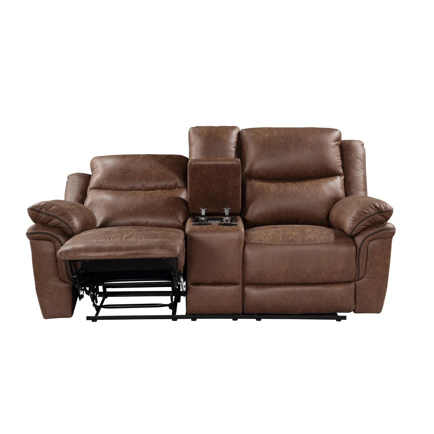 Quir 78 Inch Manual Dual Recliner Loveseat - Plush Cushioning - Rich Brown