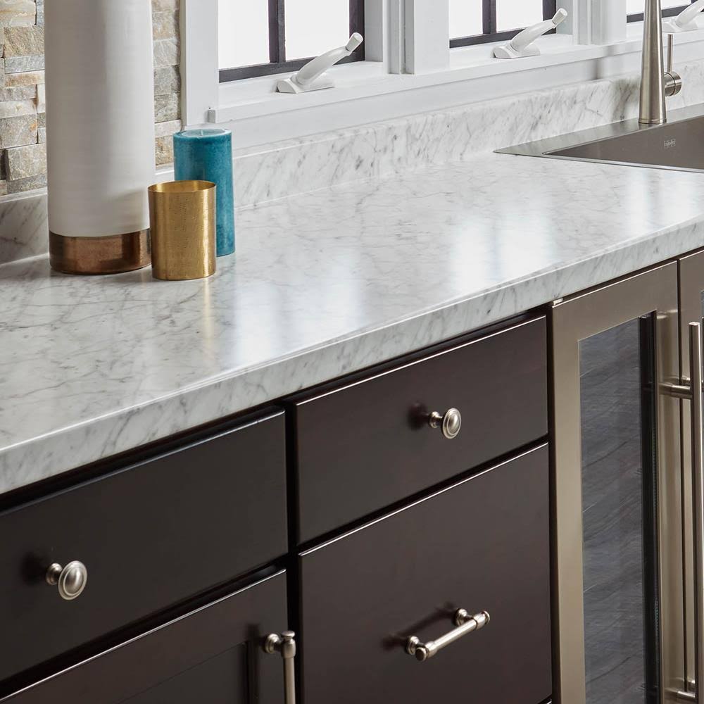 VT Dimensions Formica 10-ft Carrara Bianco 6696-43 Miter-Cut Laminate Kitchen Countertop in White | 111349011096696-42