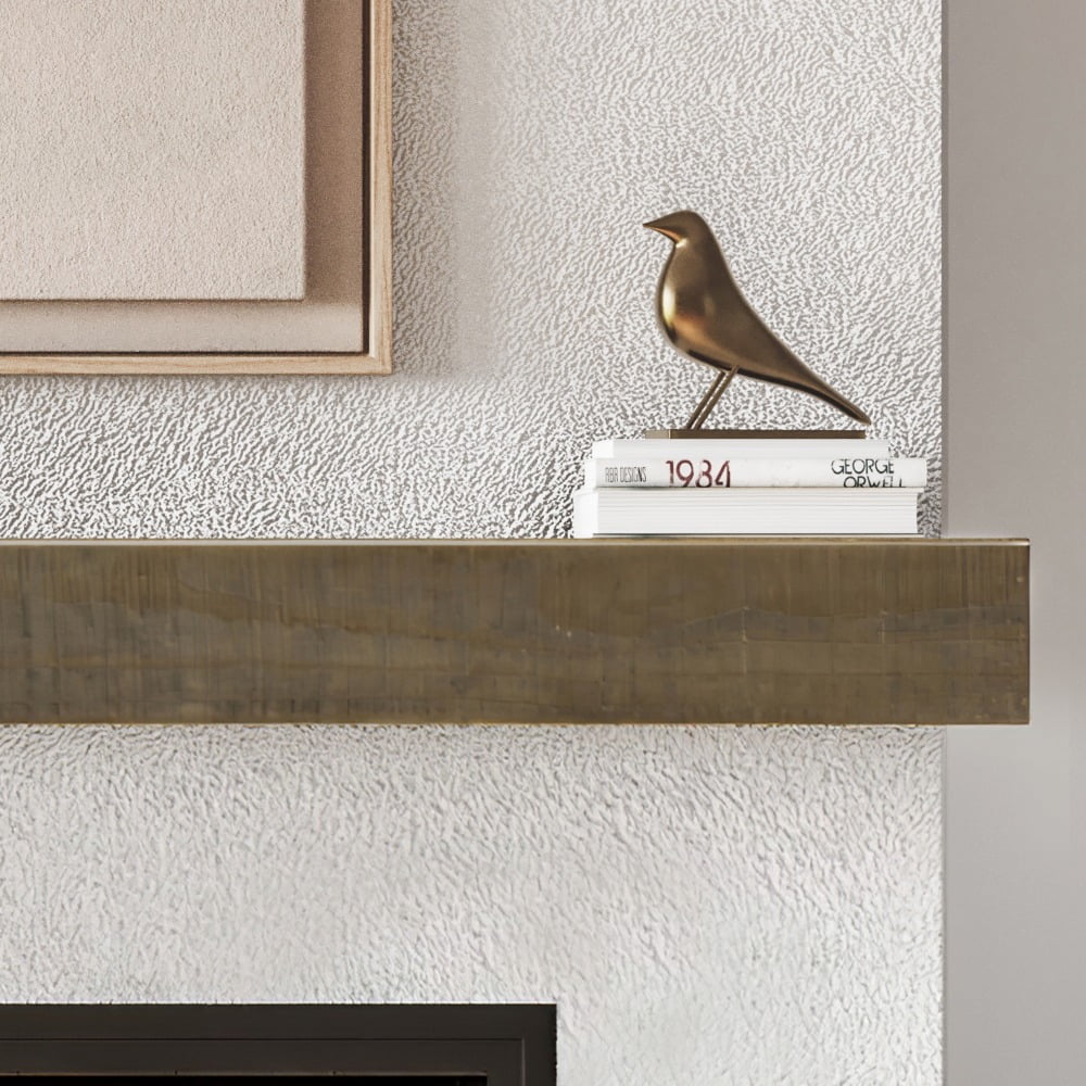 Country Living Wood Fireplace Mantel Shelf - Stockbridge 48 Inch Beach Sand Finish | Rustic Distressed Pine Shelf with Hand-Hewn Details