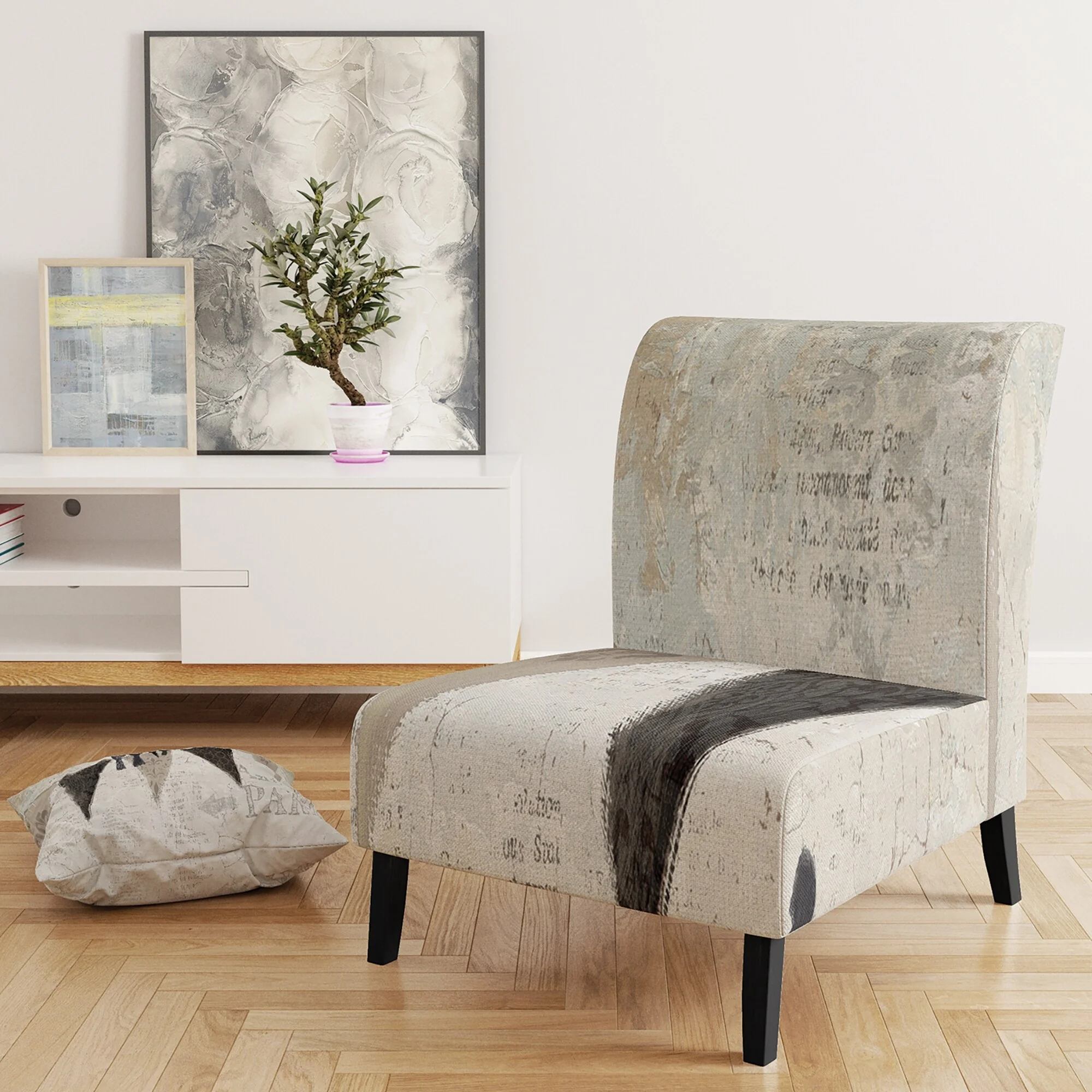 Designart "French Bird Flea Market" Upholstered Farmhouse Accent Chair - Arm Chair