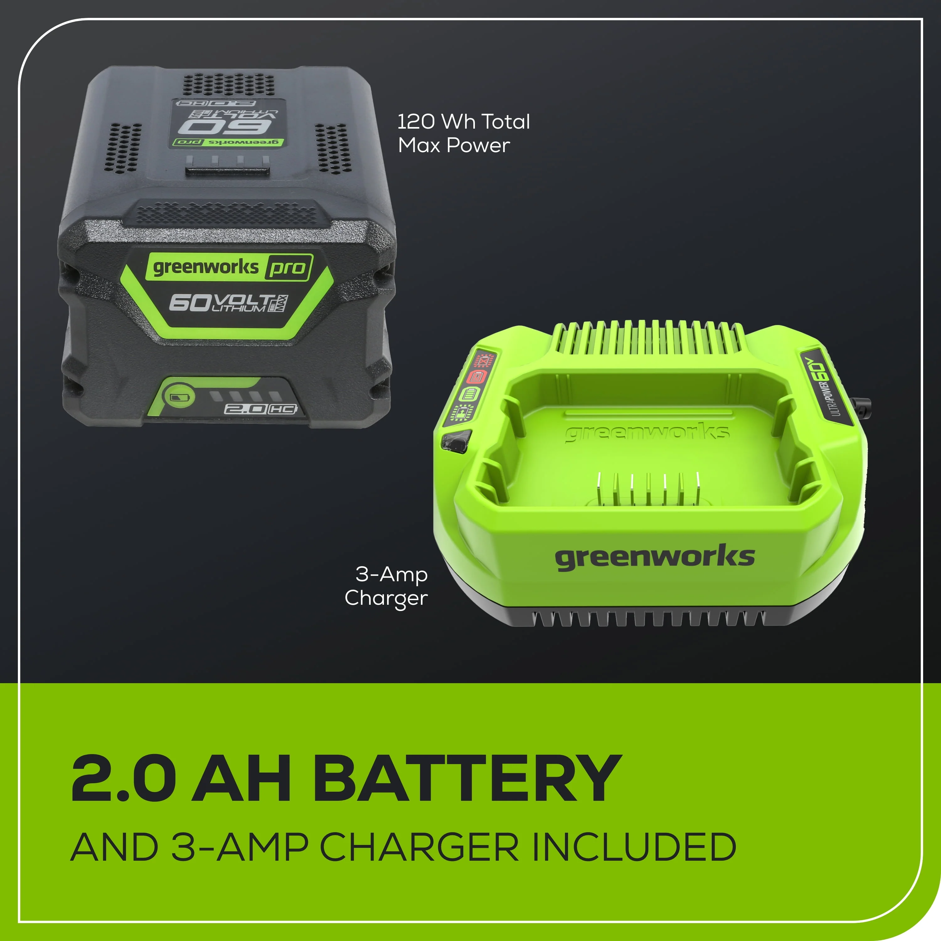 Greenworks 60V 20 Pole Hedge Trimmer with 2.0 Ah Battery & 3 Amp Charger 2307502