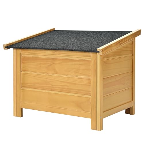Outdoor Wooden Dog House,Waterproof Kennel with Deck and Sloped Roof,High Stability Pet Dog Cage for Small/Medium Puppy