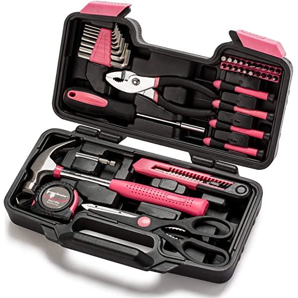 CARTMAN Orange 39-Piece Tool Set - General Household Hand Tool Kit with Plastic Toolbox Storage Case Orange 39pcs