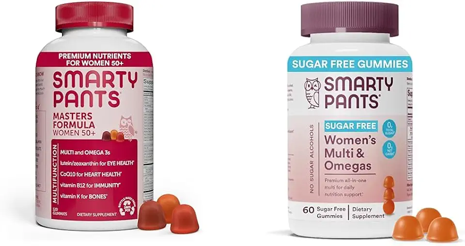SmartyPants Masters Formula Women 50+ Gummies, Sugar Free Women's Multivitamin Gummies, 120 and 60 Count - Kansas Nuitrition - HNZSDS