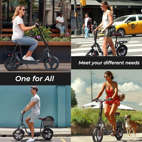 iScooter Electric Scooter with Seat, 37/21 Miles Long Range & 28/19/15.6 MPH Top Speed, 14"/12"/10" Pneumatic Tire