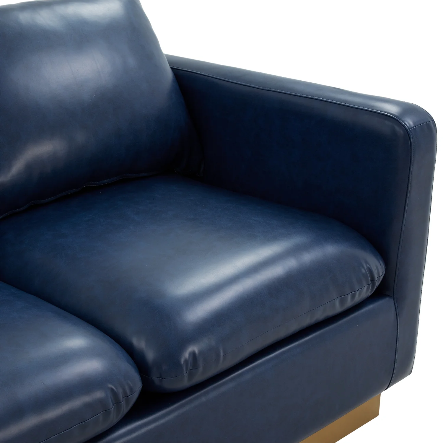 HomeStock Modern Motifs Modern Mid-Century Upholstered Leather Sofa with Gold Frame