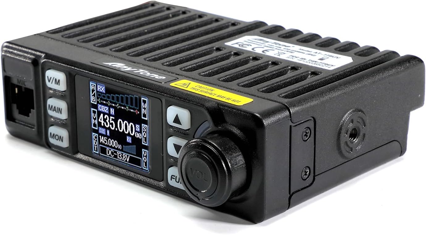 AnyTone Mobile Amateur Transceiver AT-779UV 20-Watt Dual Band VHF/UHF 144-148MHz/420-450MHz Mobile Radio Long Range Mini Scanning Receiver w/Free