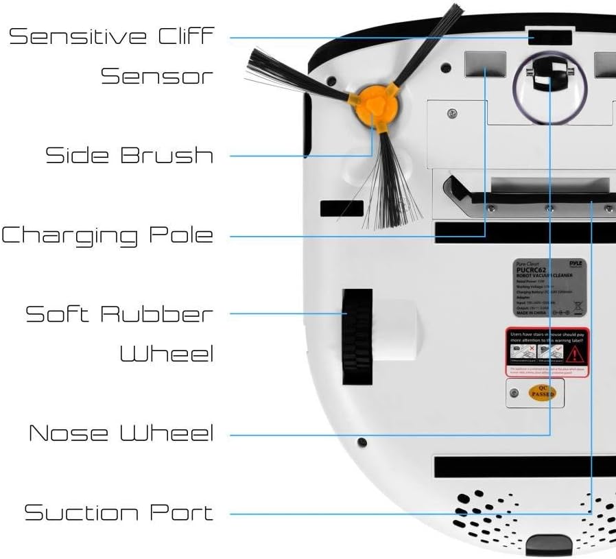 PURE CLEAN Robot Vacuum Cleaner - Low Profile Cleans Pet Hair Under Furniture - Automatic Robo Charge Dock