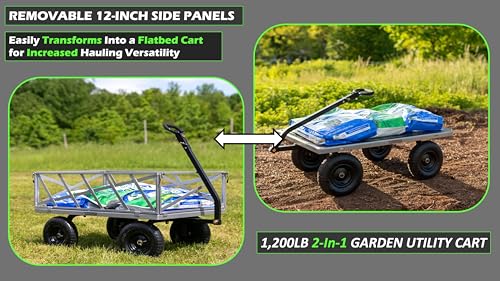 Yard Commander - 400LB Heavy Duty Tow Behind ATV Trailer Steel Dump Cart - 10-Cubic Feet Capacity - Garden Utility Trailer