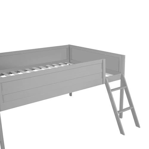 Modern Full Size Gaming Loft Bed with Built-in Desk and Storage Wardrobe, Wood Loft Bed Frame with Light Strip and 2 Drawers