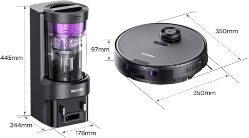 Eureka Robot Vacuum with Bagless Self Emptying Station, 2 in 1 Robotic Vacuum and Mop Combo, 60-Day Capacity, 4000Pa Suction, Auto Lifting Mop