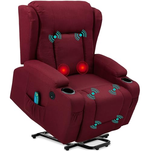 Best Choice Products Modern Linen Electric Power Lift Chair, Recliner Massage Chair, Adjustable Furniture for Back, Legs w/ 3 Positions, USB Port