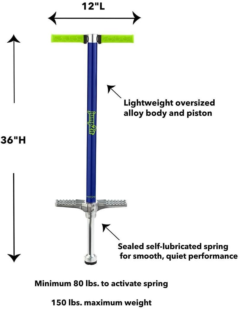 HearthSong Jump2It Performance-Level Sport Pogo Stick for Kids with Lightweight Alloy Fusion for Strength, Self-Lubricated Spring
