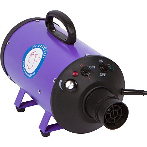 Flying Pig High Velocity Dog Pet Grooming Dryer w/Heater (Model: Flying One, Purple)