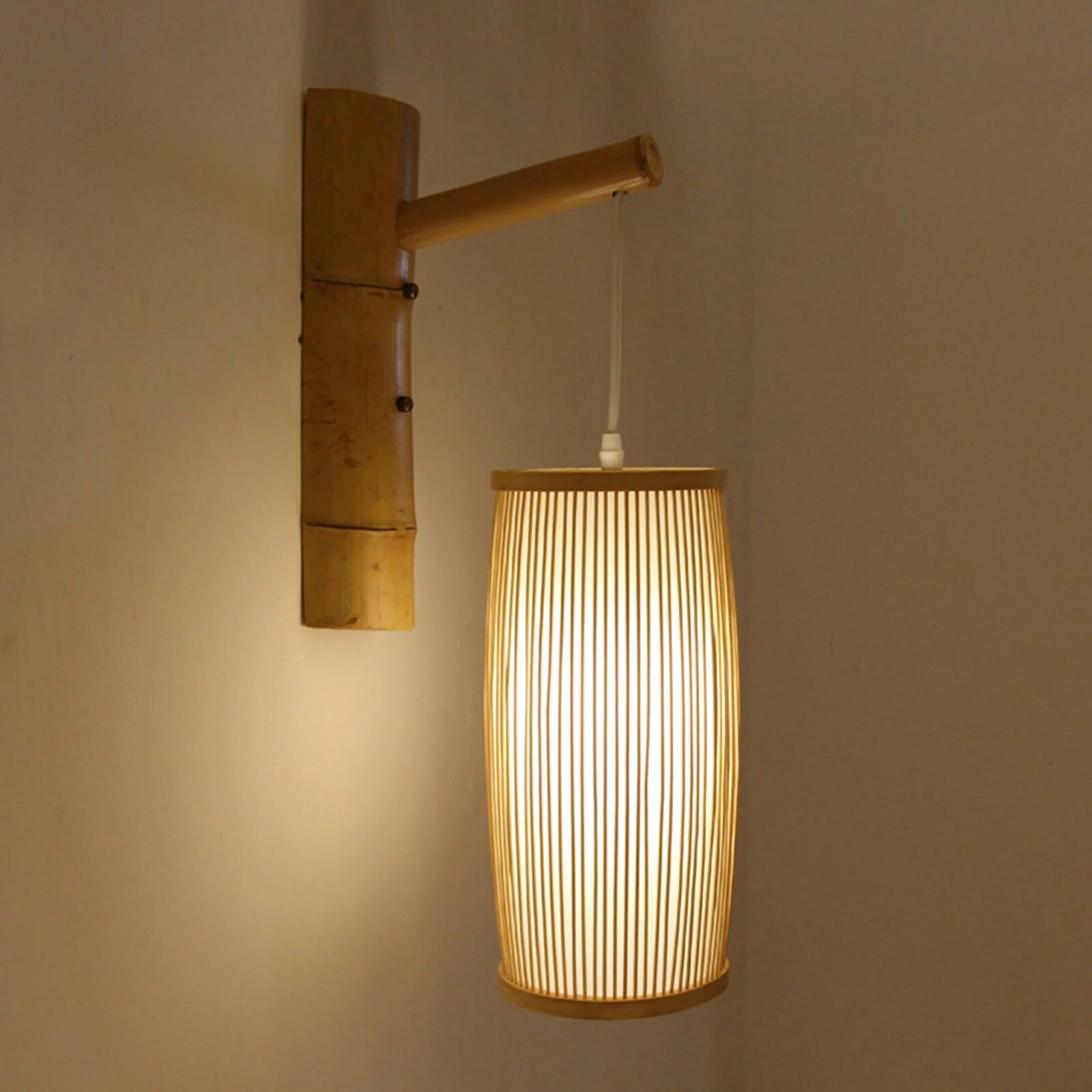 Bamboo Wicker Rattan Shade Wall Light Fixture Rustic Vintage Sconce Lamp Vintage Wall Lamp Bamboo Wicker Rattan Pendant Light Hanging Lantern Sconce