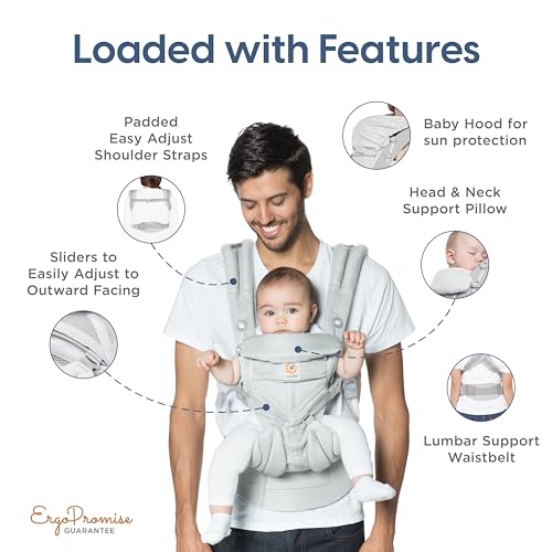Ergobaby Omni 360 All-Position Baby Carrier for Newborn to Toddler with Lumbar Support & Cool Air Mesh (7-45 Lb)