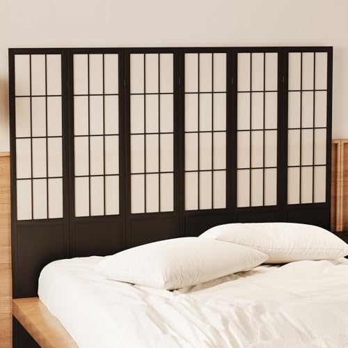 Room Divider, 66.9Inch Tall Japanese Shoji Style Folding Wood Screen with Double Hinges for Home Office Bedroom Hotel Decoration (4Panels, Black)