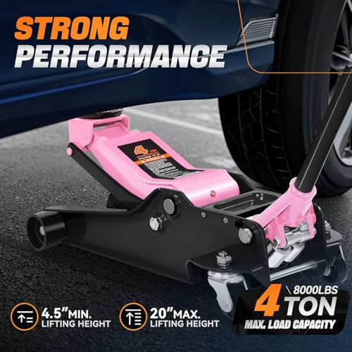 Auto Dynasty 4 Ton Low Profile Floor Jack, Heavy Duty Steel Hydraulic Car Jack with Dual Pistons Quick Lift Pump, Hydraulic Racing Floor Jack