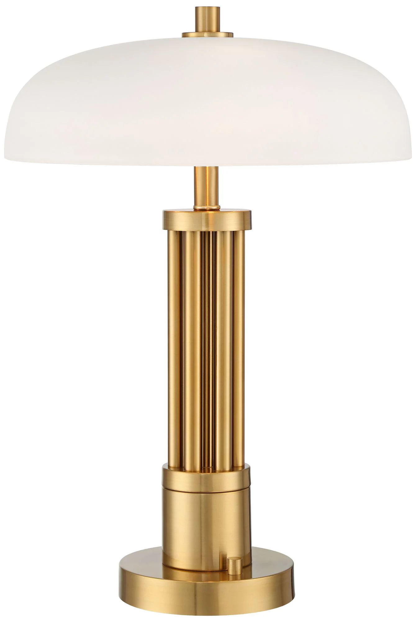 Possini Euro Design Granview 23" High Mid Century Modern Accent Table Lamp Dual USB Ports Brass Metal Glass Dome Shade Charging