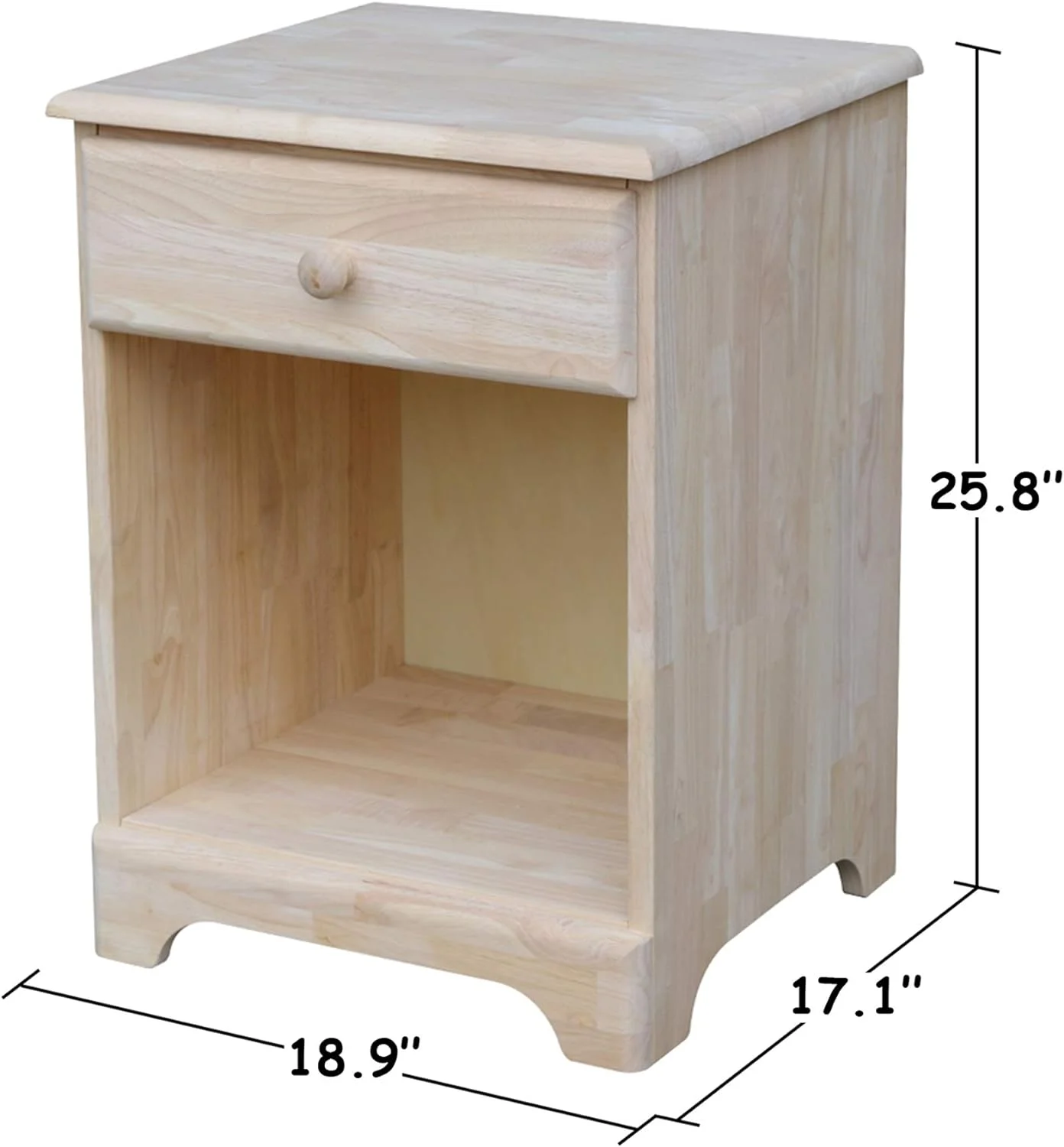 Night Stand with One Drawer  Unfinished