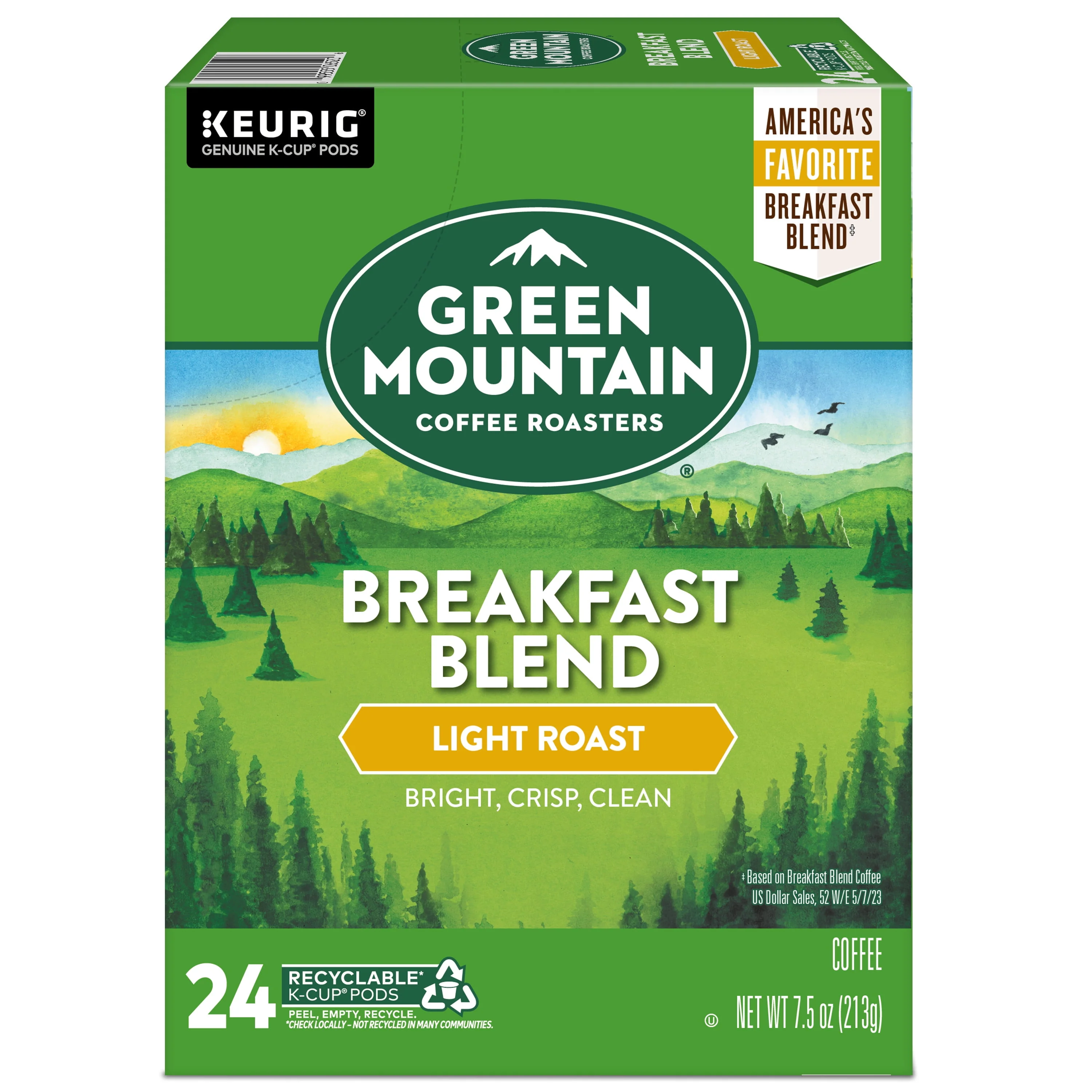 Green Mountain Coffee Roasters, Breakfast Blend Light Roast K-Cup Coffee Pods, 24 Count