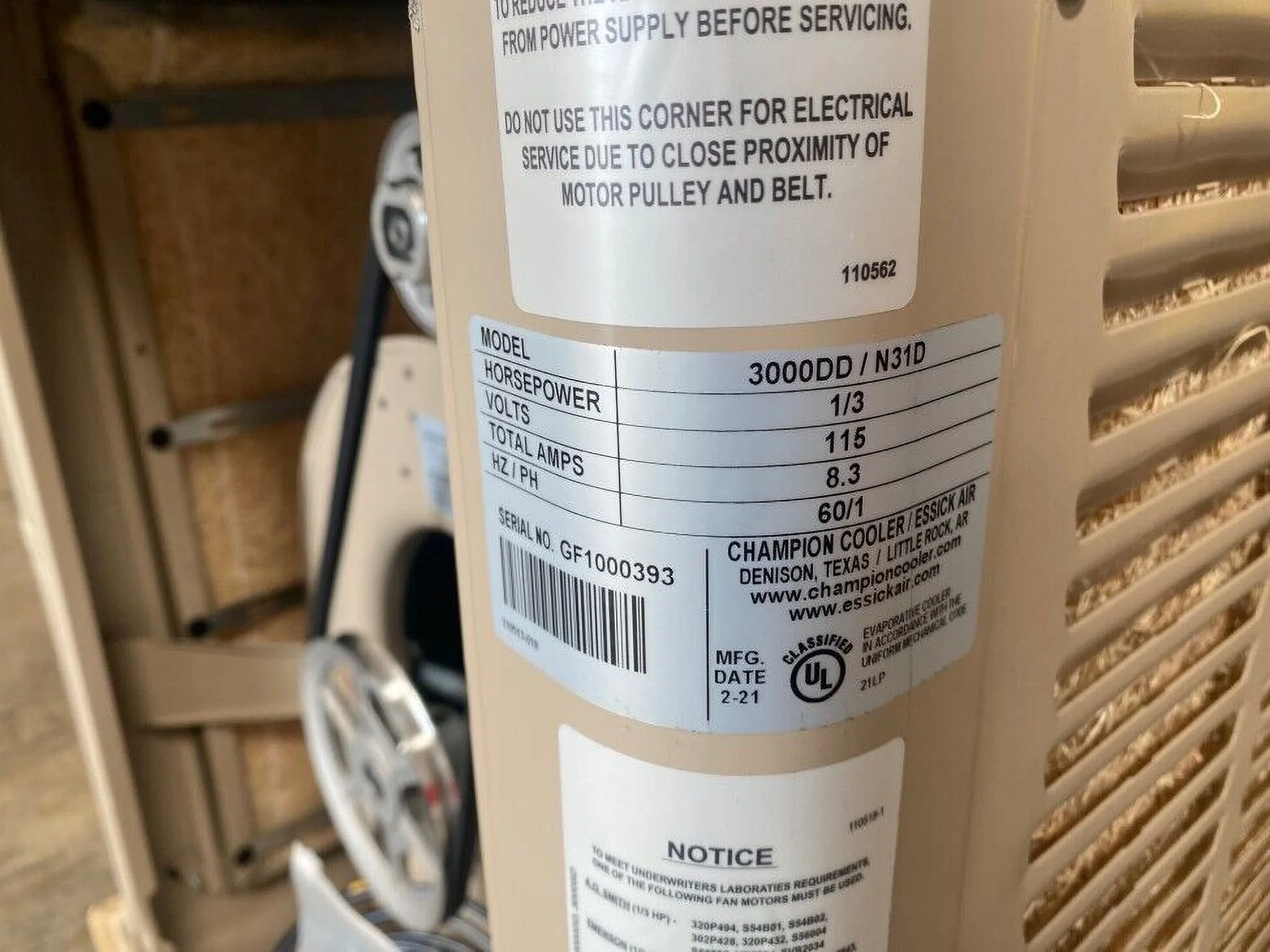NEW Commercial Evaporative Cooler Fan 3800 CFM Down-Draft Roof NSF 115V