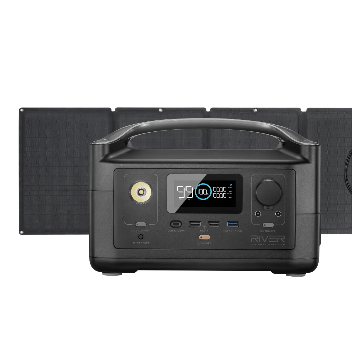 EcoFlow Package - RIVER 2 Portable Power Station (256WH) and 1x Portable Solar Panel (110W)