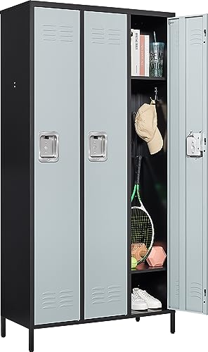 72" Metal Locker for Employees 3 Doors Blue Steel Storage Locker for Office, School, Gym - Metal Storage Cabinets for Home, Office, Gym, School