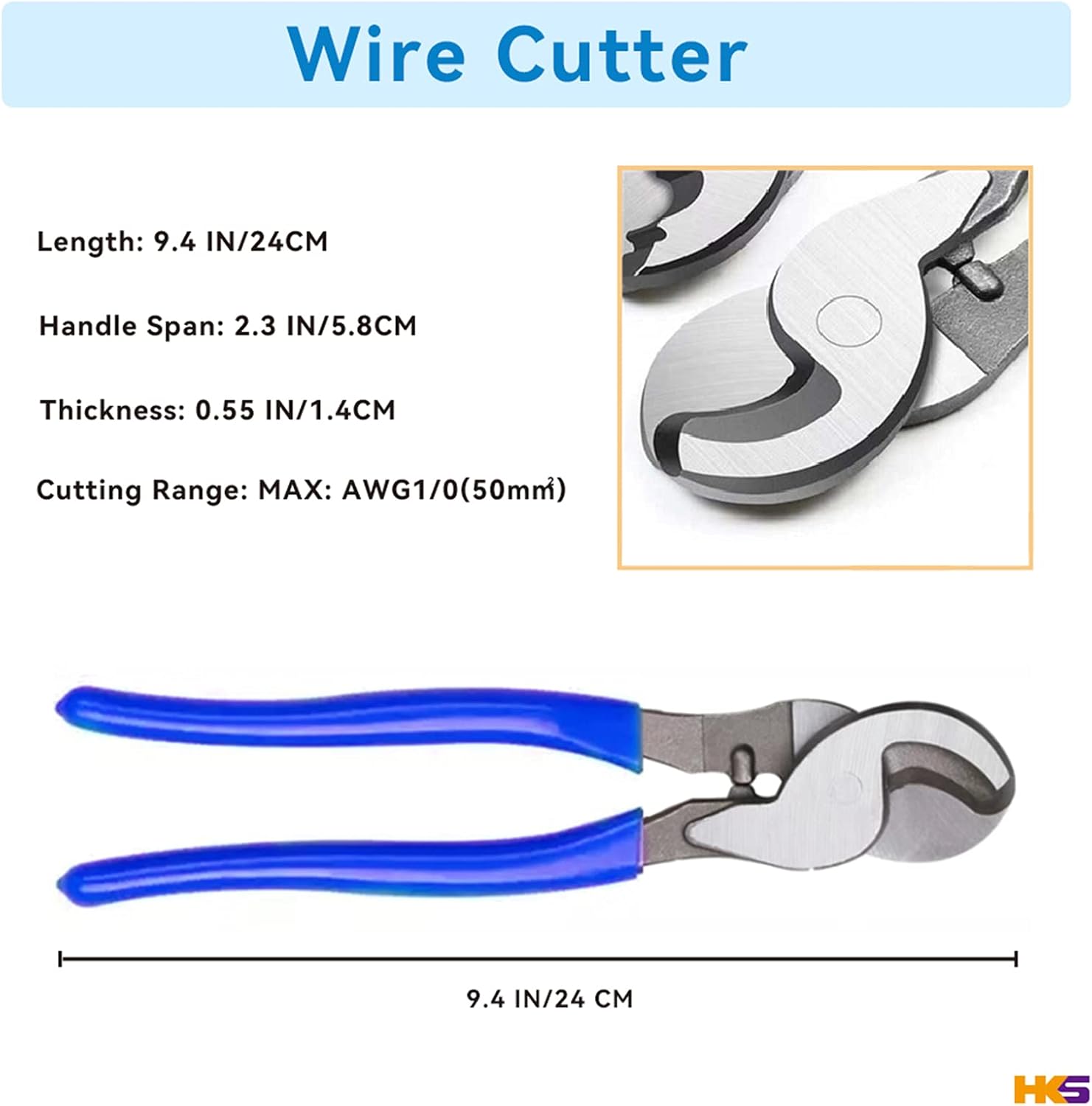HKS Battery Cable Lug Crimping Tool 10-1 AWG with 60Pcs Copper Ring Terminals 8 Sizes Cable Lugs Set